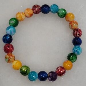 Handmade by BB Rainbow bead stretch bracelet